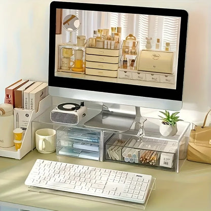 Acrylic Keyboard & Mini PC Stand – Compact 15° Desktop Riser