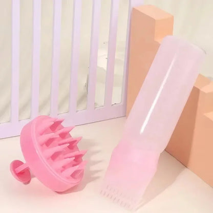 2-in-1 Silicone Scalp Massage Brush & 180ml Hair Oil Applicator Bottle