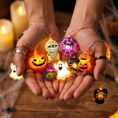 Halloween LED String Lights – Ghost, Pumpkin, Mummy, Skeleton & Spider Fairy Lights