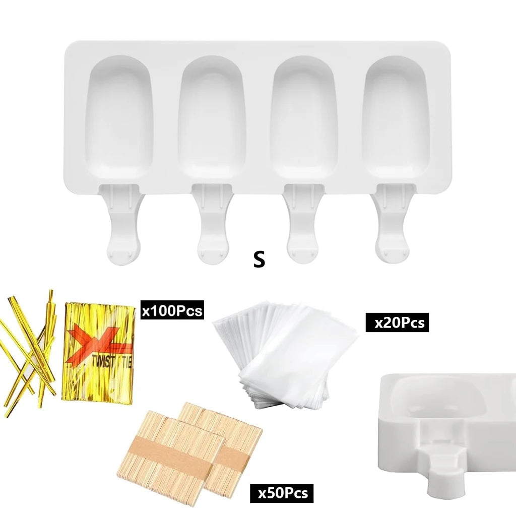 4-Cavity Silicone Popsicle Mould – Homemade Ice Cream & Cake Pop Maker