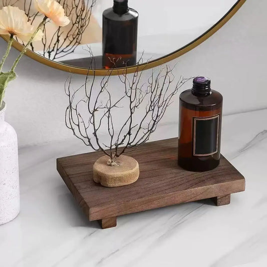 Vintage Wooden Display Tray – Raised Bathroom, Kitchen & Vanity Organiser