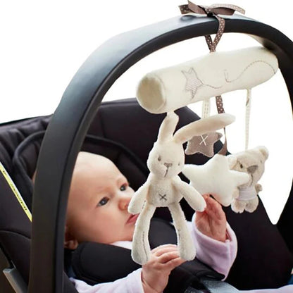 Plush Bunny Baby Stroller Rattle Toy – Hanging Pram, Car Seat & Cot Activity Toy