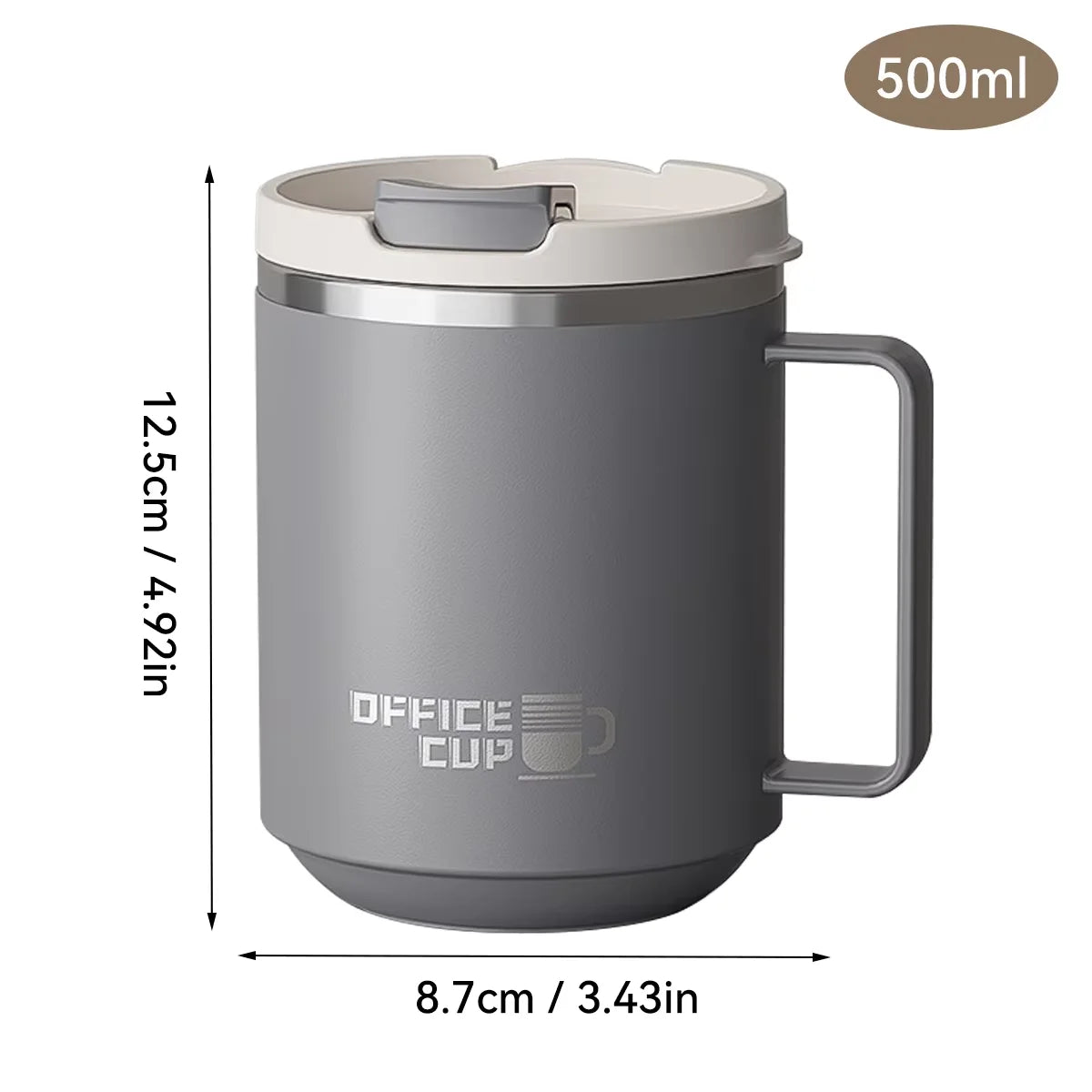 Double Wall Stainless Steel Coffee Mug – Leak-Proof Travel Cup with Handle
