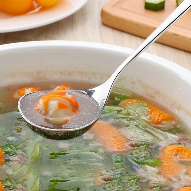 Korean Stainless Steel Soup Spoon – Long Handle Deep Bowl Spoon for Hot Pot & Noodles