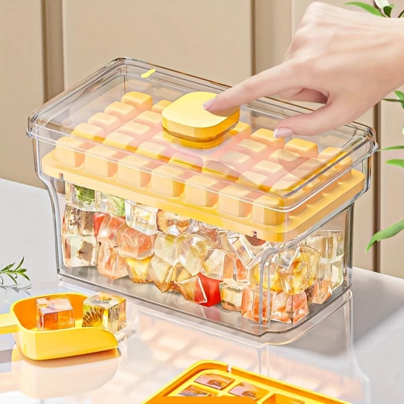 68-Cube Ice Cube Tray with Lid & Storage Bin – Easy Release Ice Maker
