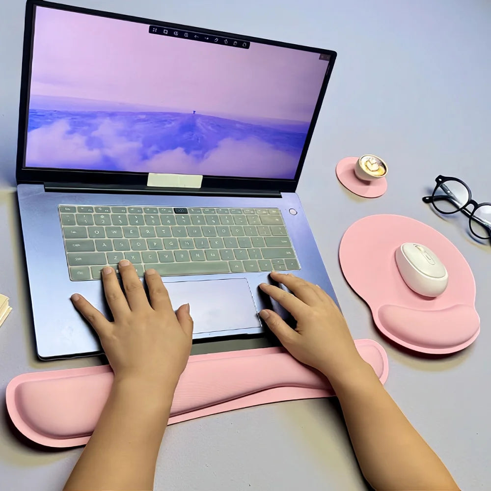Ergonomic Keyboard Wrist Rest & Mouse Pad Set – 3-Piece Memory Foam Support Kit