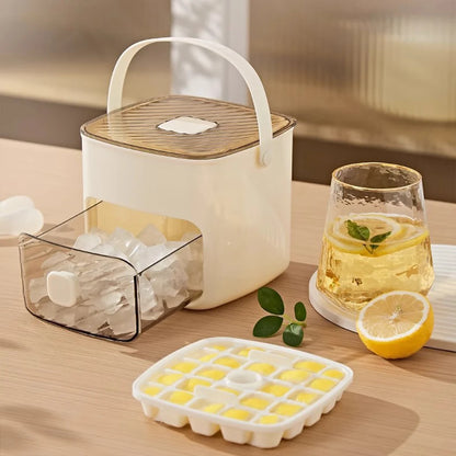 Portable Ice Maker with Handle – Compact Ice Cube Maker with Storage Drawer
