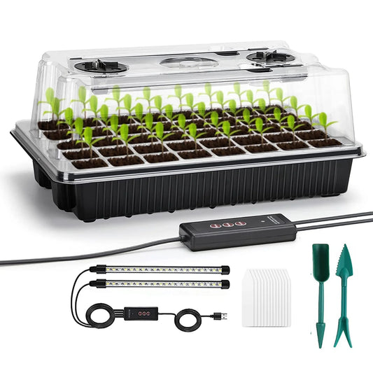 40-Cell Seed Starter Kit with Grow Lights & Humidity Dome – Indoor Propagation Tray