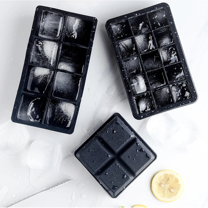 Large Silicone Ice Cube Tray – 4, 6, 8 or 15 Grid Jumbo Ice Mould