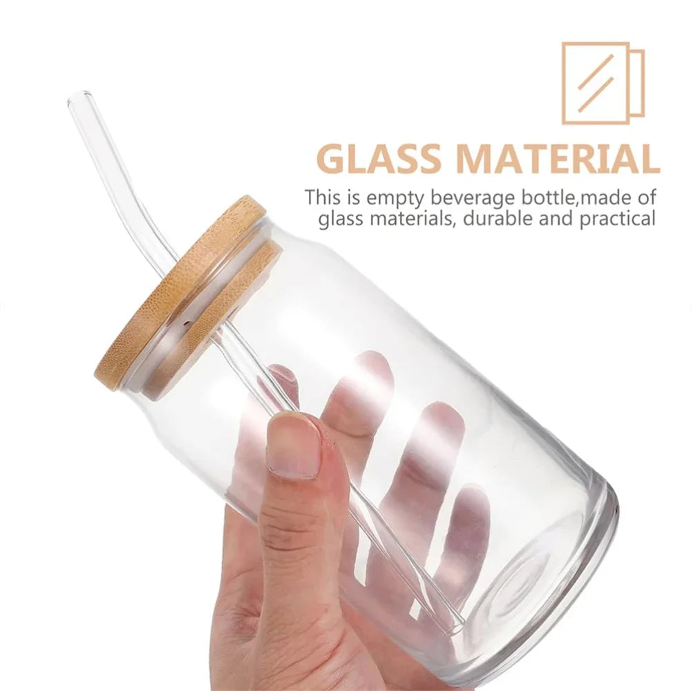 Iced Coffee & Smoothie Tumbler - Glass Tumbler with Bamboo Lid & Straw