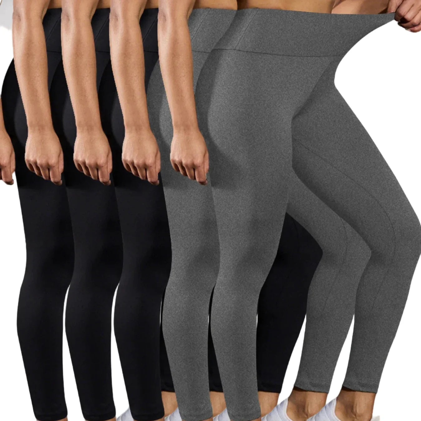 5-Pack of Women's High-Waisted Workout Leggings (various sizes and colours available)