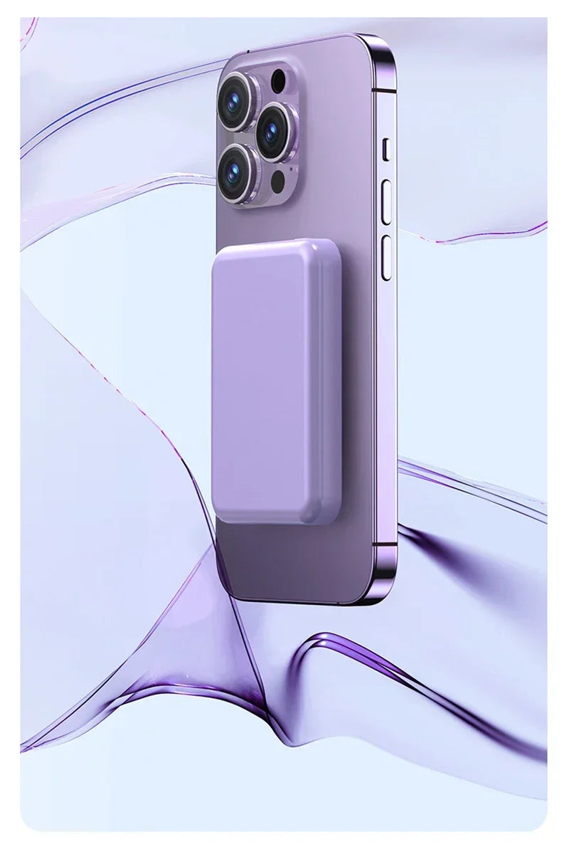 High Capacity 5000mAh Magnetic Power Bank with MagSafe Wireless Charging