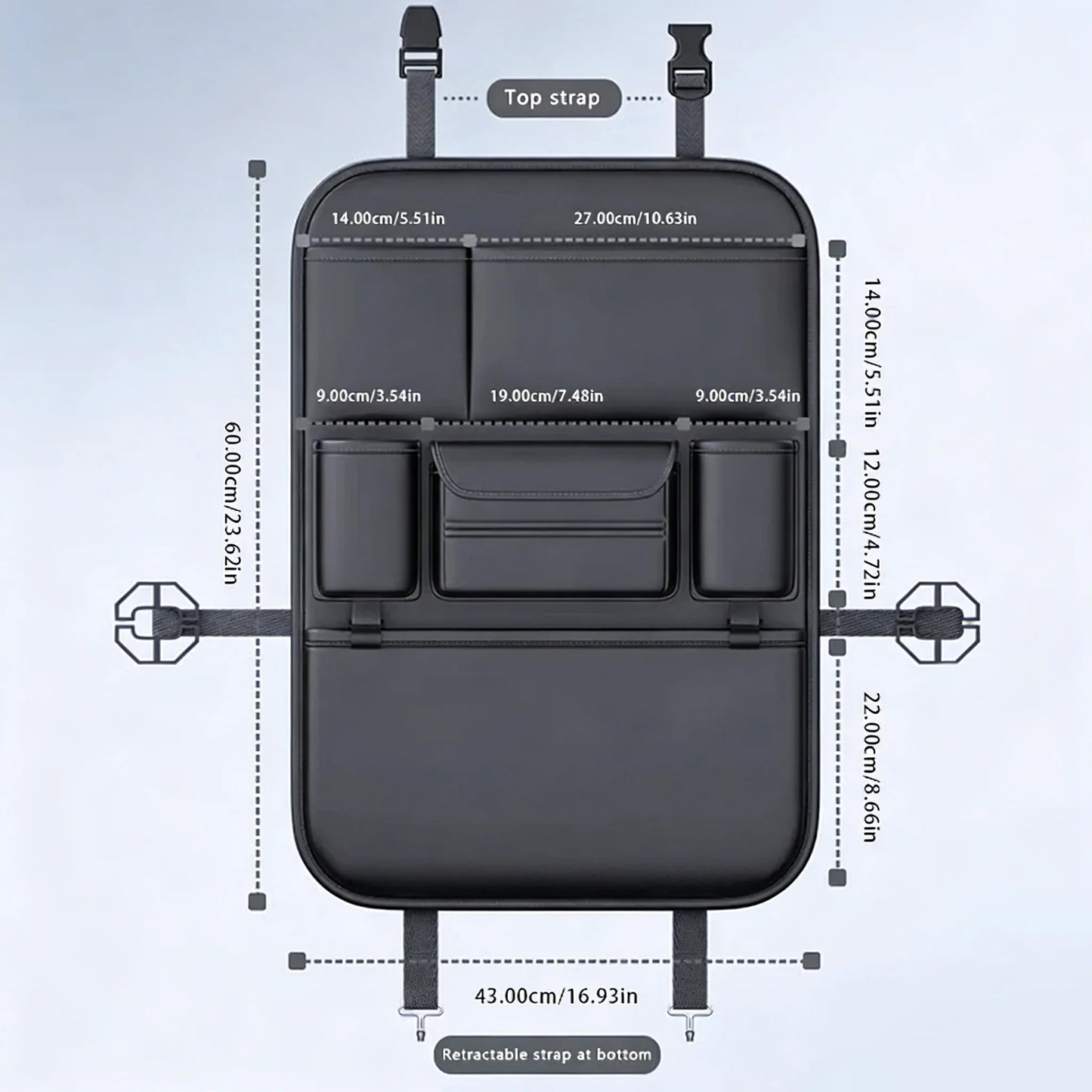 6-Pocket Car Backseat Organiser – Waterproof Seat Storage & Kick Protector