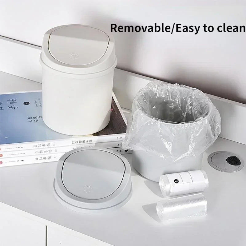 Mini Desktop Rubbish Bin with Flip Lid – Small Plastic Waste Bin for Desk, Bedroom & Bathroom
