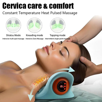 Rechargeable Neck Massage Pillow – Ergonomic Vibration & Kneading Neck Support Cushion