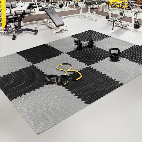 16-Piece EVA Interlocking Gym Floor Mats – 30 × 30cm Non-Slip Exercise & Equipment Protection Tiles