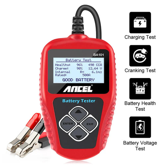 BA101 Car Battery Tester – 12V Load Analyzer (100–2000 CCA)