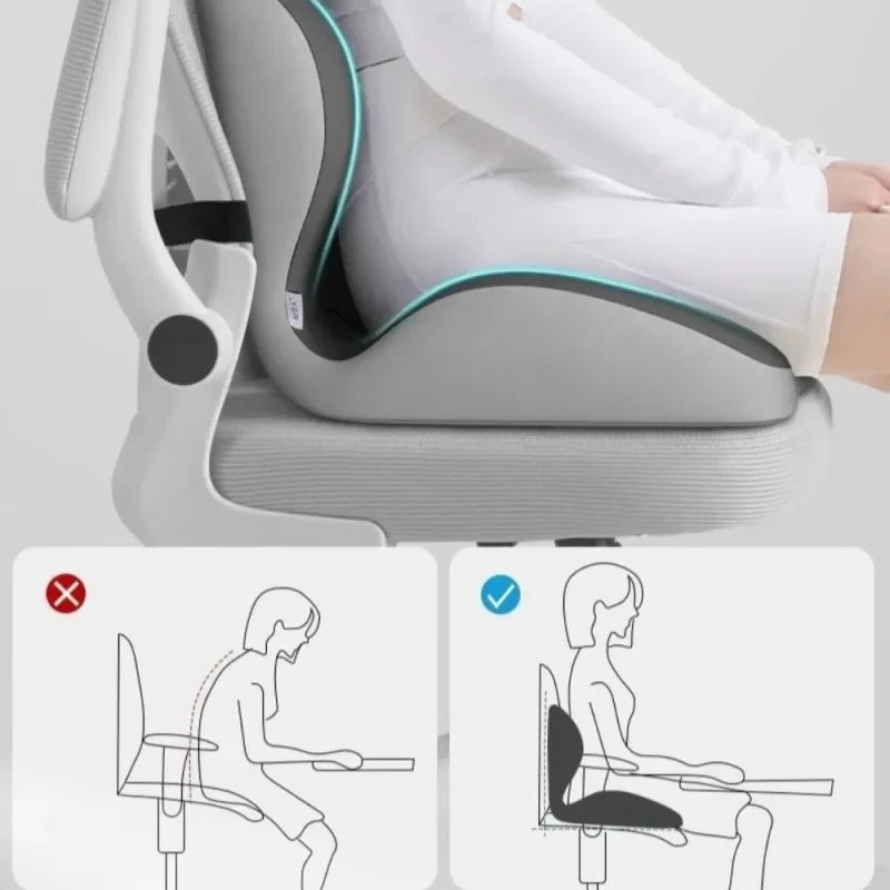 Ergonomic Memory Foam Seat Cushion with Lumbar Back Support – Coccyx Comfort Chair Pad