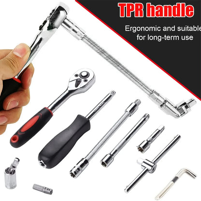 46-Piece Socket & Ratchet Tool Set – Compact Metric Repair Kit for Home & Auto