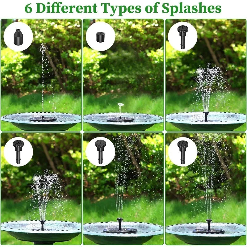 Outdoor Solar Fountain Pump Kit – 6-Nozzle Garden Pond & Bird Bath Fountain
