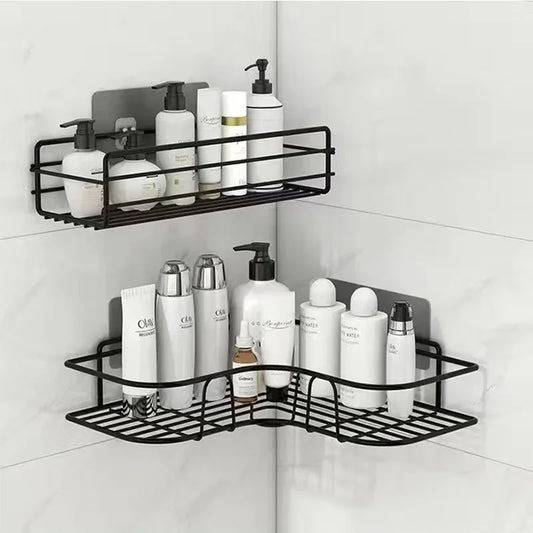 Wall Mounted Bathroom Shelf – Metal Storage Rack with Drain Design