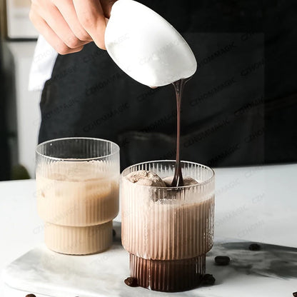 Vintage Ribbed Glass Cups – Heat-Resistant Coffee & Drink Tumblers