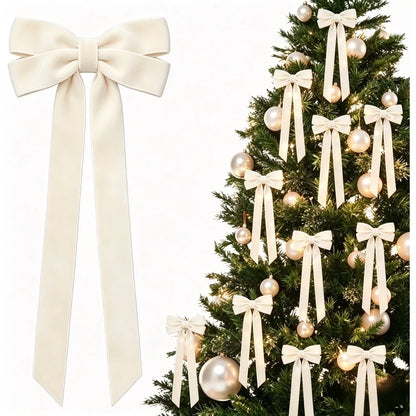 5/10 Pack Burgundy Velvet Christmas Bows – 23cm Christmas Tree Hanging Ornaments & Festive Decorations