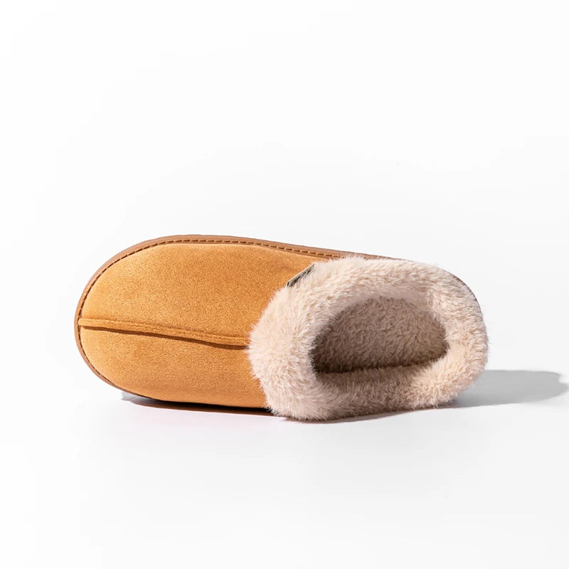 Fluffy Winter Slippers – Warm Faux Suede Indoor Slides with Thick EVA Sole