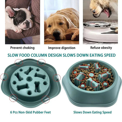 Slow Feeder Dog Bowl – Anti-Gulping Puzzle Feeding Bowl