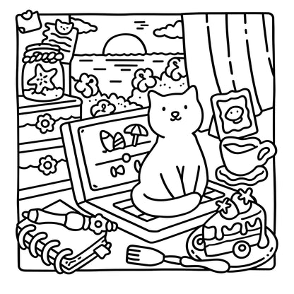 Cat Moments Adult Colouring Book – Relaxing Cat-Themed Colouring Book