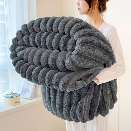 Thickened Wide-Stripe Throw Blanket – Multi-Purpose Bed, Sofa & Pet Blanket