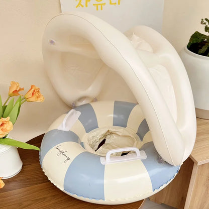 Kids Inflatable Swimming Ring – Retro Striped Pool Float