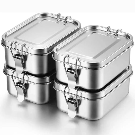 Stainless Steel Bento Lunch Box – Leak-Resistant Food Storage Container with Lockable Clips