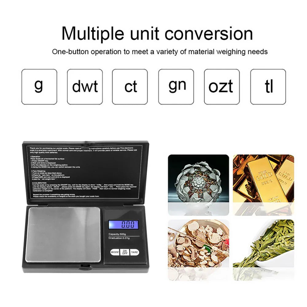 Mini Jewelry Pocket Scale 0.01g Digital Stainless Steel Portable Balance (4 sizes available)