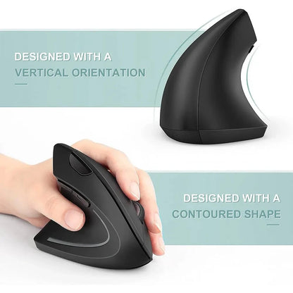 Ergonomic Vertical Wireless Mouse – 2.4GHz 6-Button Adjustable DPI