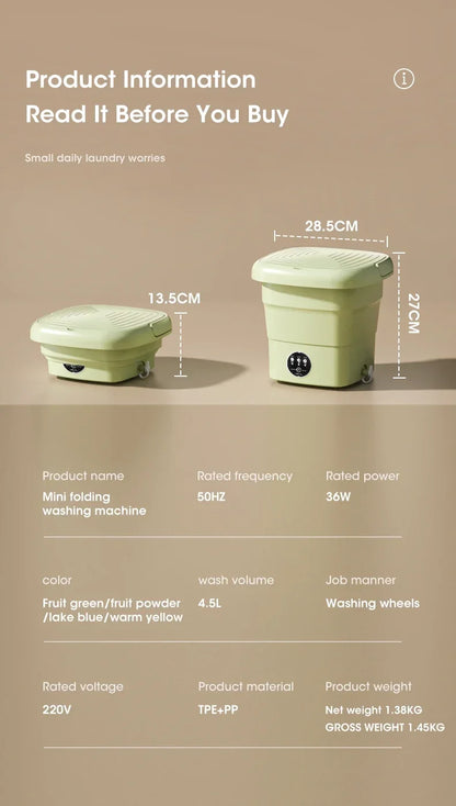 4.5L Portable Folding Washing Machine for Travel & Small Spaces