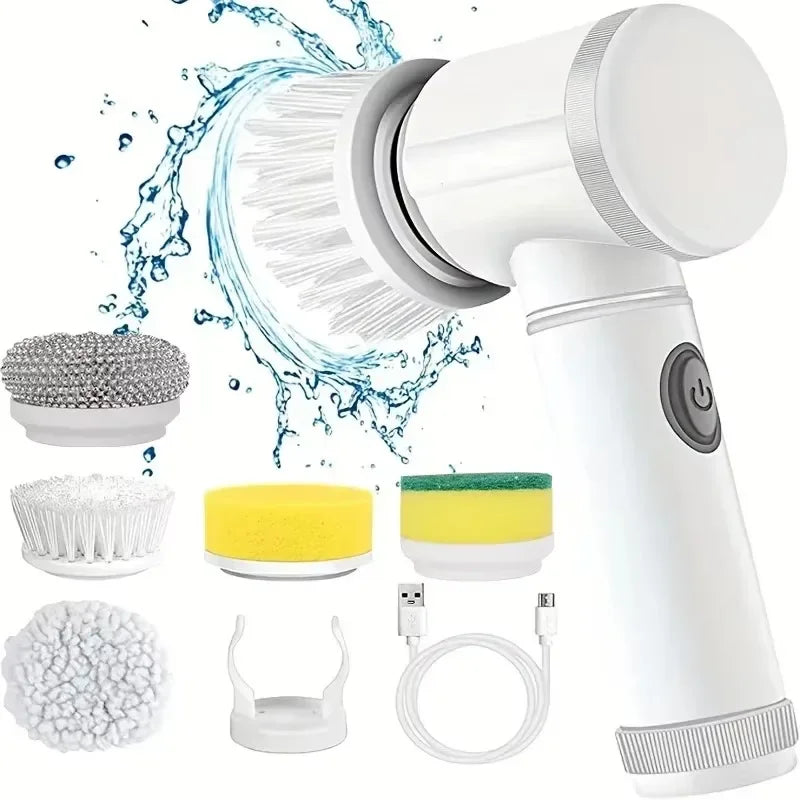 Cordless Electric Spin Scrubber – 5-in-1 Rechargeable Cleaning Brush