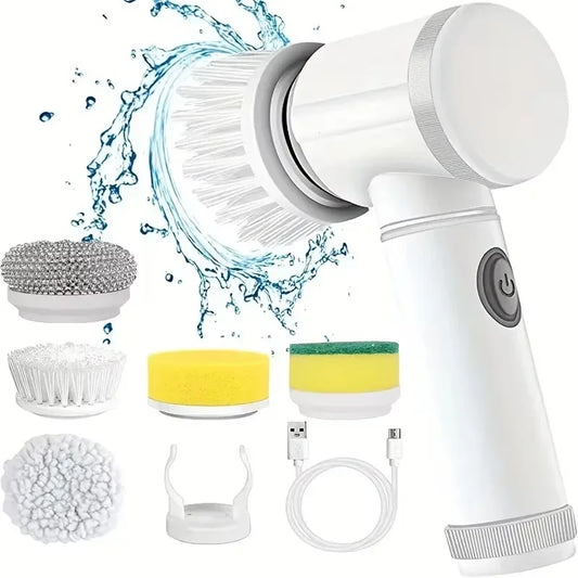 Cordless Electric Spin Scrubber – 5-in-1 Rechargeable Cleaning Brush