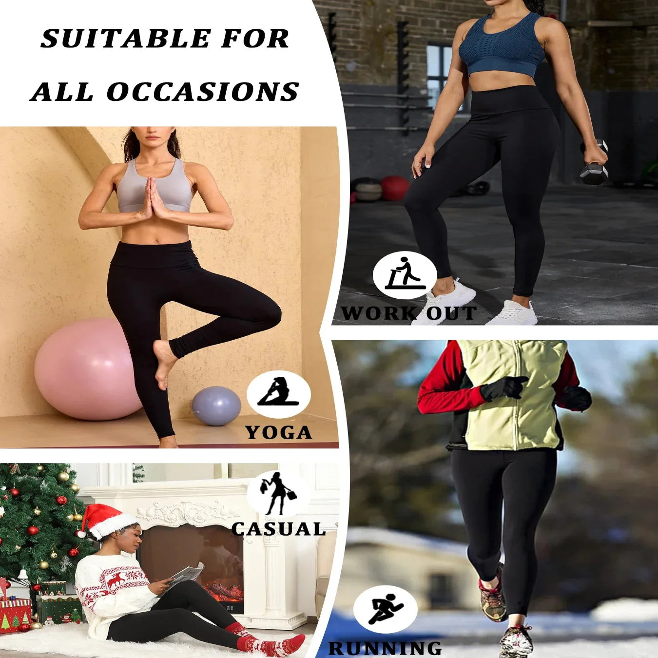 Women's Fleece-Lined Thermal Leggings – High-Waisted (5-Pack)