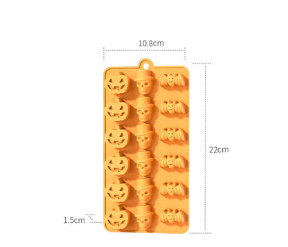 Halloween Silicone Baking Mould – Pumpkin, Ghost, Bat & Witch Hat Shapes