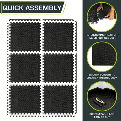 16-Piece Interlocking Gym Floor Mats – 10mm EVA Foam Exercise & Floor Protection Tiles