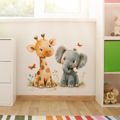 Giraffe & Elephant Wall Stickers – Removable Nursery & Kids Room Wall Decals