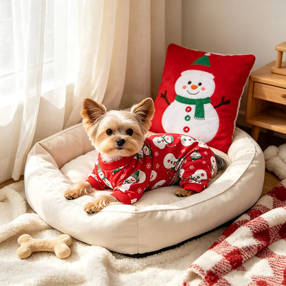 Christmas Snowman Dog & Cat Pyjamas – Cute Festive Pet Onesie Costume