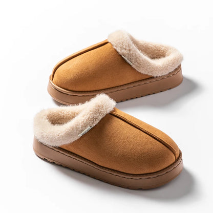 Fluffy Winter Slippers – Warm Faux Suede Indoor Slides with Thick EVA Sole