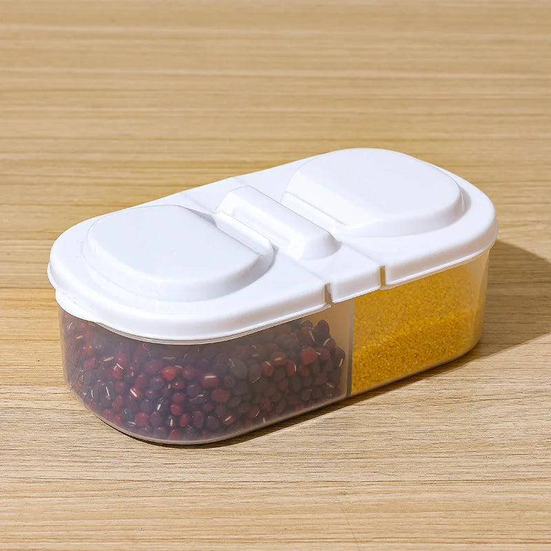 Dual Compartment Food Storage Container – Reusable Sealed Snack, Herb & Spice Box
