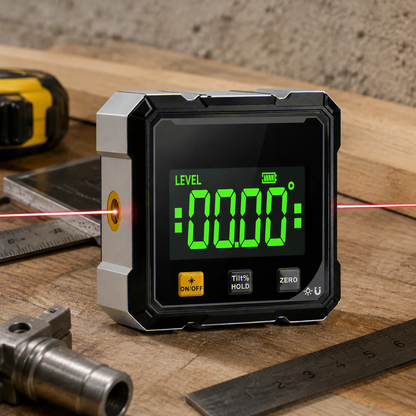 Digital Angle Gauge with Dual Laser – Rechargeable Magnetic Inclinometer & Electronic Protractor
