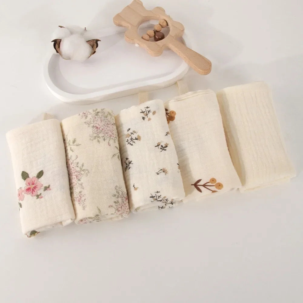6-Layer Cotton Baby Washcloths – Soft Muslin Burp Cloths & Face Towels (3 or 5 Pack)