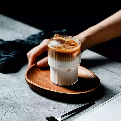 Vintage Ribbed Glass Cups – Heat-Resistant Coffee & Drink Tumblers