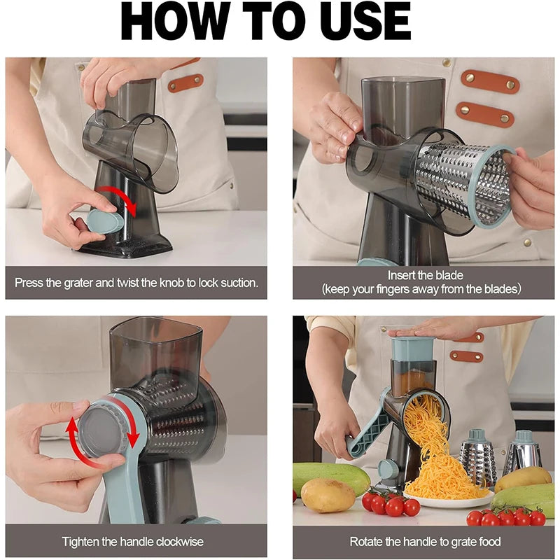 3-in-1 Manual Rotary Cheese Grater