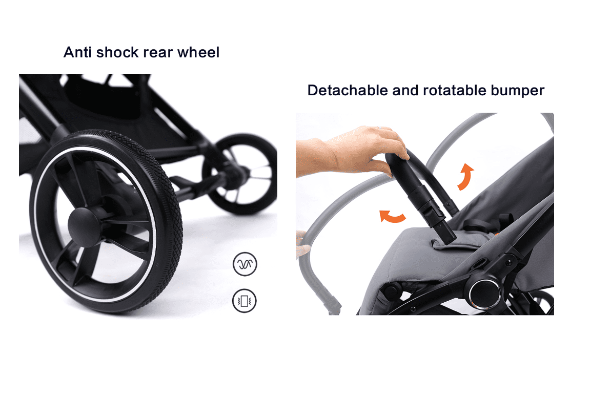Travel Pram – FlexGo Lightweight Auto Folding Stroller with ISOFIX Booster Seat  (Blue)